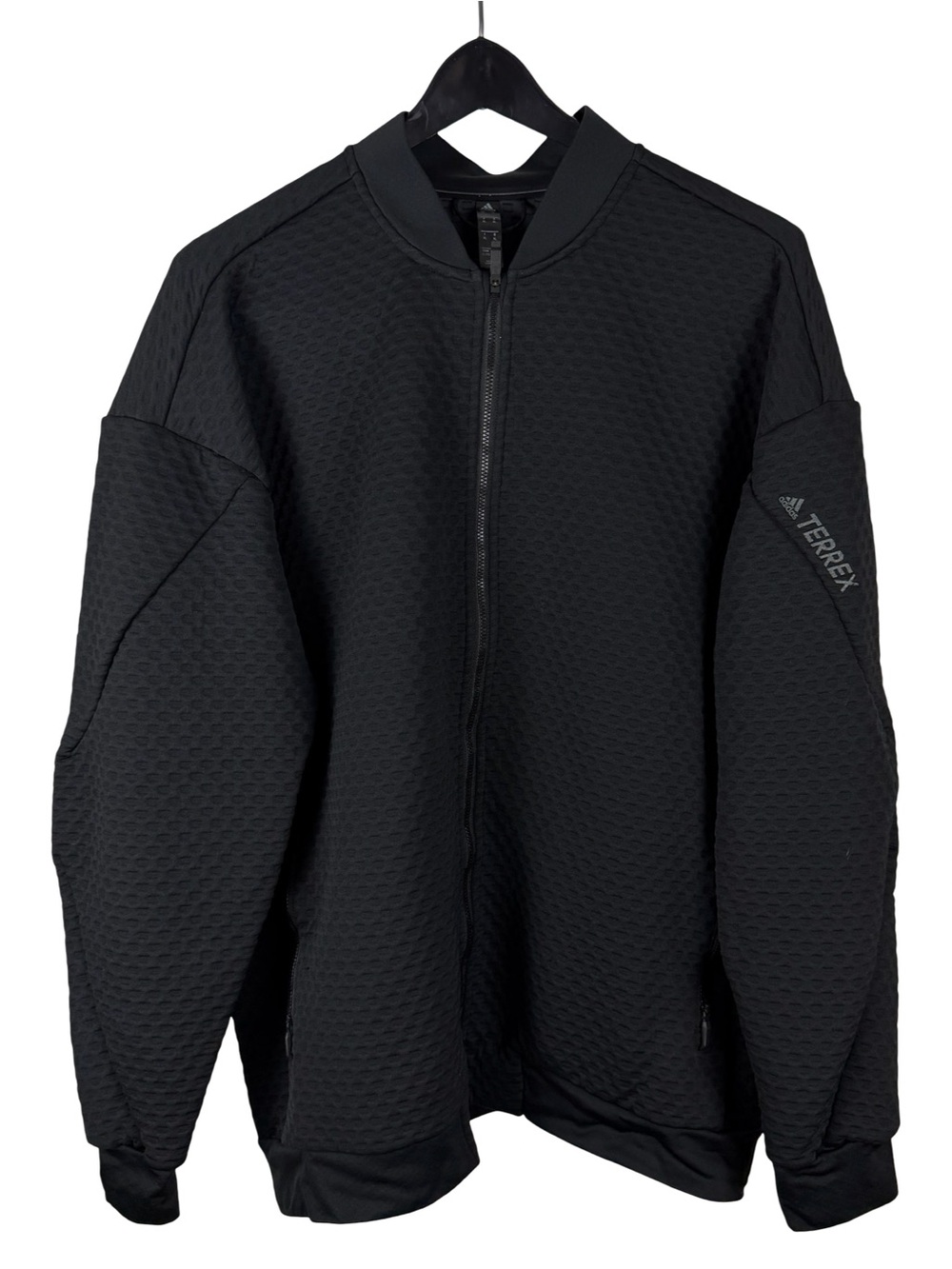 Mens Adidas Terrex Hike Fleece Utility Waffled Full Zip Black Jacket Size XL